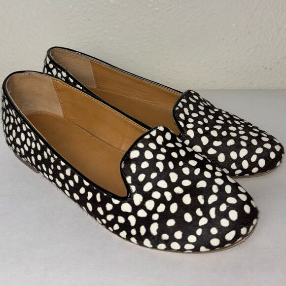 J. Crew Cora Calf Hair Loafers Cheetah Print Black and white women's size 6 - Picture 8 of 16